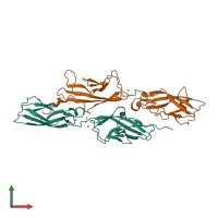 PDB entry 4aqa coloured by chain, front view.