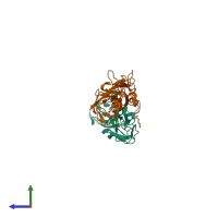 PDB entry 4aqa coloured by chain, side view.