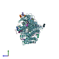 PDB entry 4aqd coloured by chain, side view.