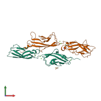 PDB entry 4aqe coloured by chain, front view.