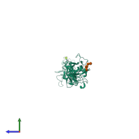 PDB entry 4aqs coloured by chain, side view.