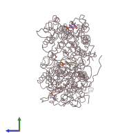 PDB entry 4aqv coloured by chain, side view.