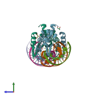 PDB entry 4aqx coloured by chain, side view.