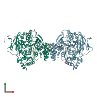 PDB entry 4arb coloured by chain, front view.