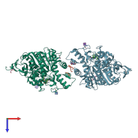 PDB entry 4arb coloured by chain, top view.