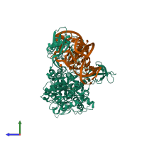 PDB entry 4arc coloured by chain, side view.