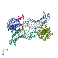 PDB entry 4arn coloured by chain, top view.