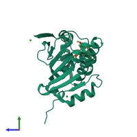 PDB entry 4asg coloured by chain, side view.