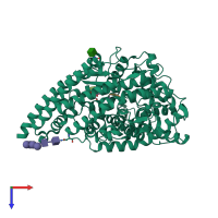 PDB entry 4asq coloured by chain, top view.