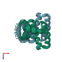 PDB entry 4asv coloured by chain, ensemble of 20 models, top view.