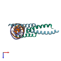 PDB entry 4ati coloured by chain, top view.