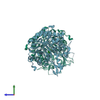 PDB entry 4atl coloured by chain, side view.