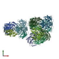 PDB entry 4atp coloured by chain, front view.
