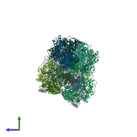 PDB entry 4atp coloured by chain, side view.
