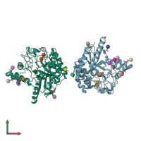 PDB entry 4au0 coloured by chain, front view.