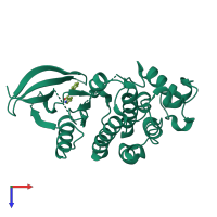 PDB entry 4aua coloured by chain, top view.