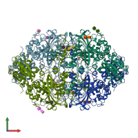 PDB entry 4aue coloured by chain, front view.