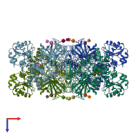 PDB entry 4aue coloured by chain, top view.