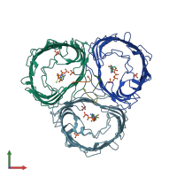 PDB entry 4aui coloured by chain, front view.
