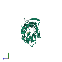 PDB entry 4auj coloured by chain, side view.