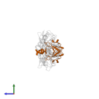 Baculoviral IAP repeat-containing protein 7 30kDa subunit in PDB entry 4auq, assembly 1, side view.