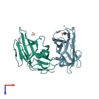 PDB entry 4auu coloured by chain, top view.