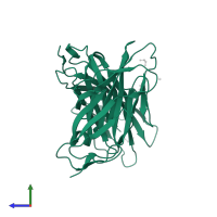Type 1 fimbrin D-mannose specific adhesin in PDB entry 4auu, assembly 1, side view.