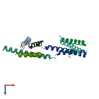 PDB entry 4auv coloured by chain, top view.