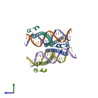 PDB entry 4auw coloured by chain, side view.