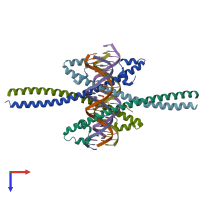 PDB entry 4auw coloured by chain, top view.