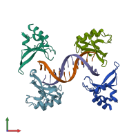 PDB entry 4av1 coloured by chain, front view.