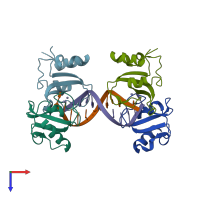 PDB entry 4av1 coloured by chain, top view.