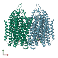 PDB entry 4av6 coloured by chain, front view.