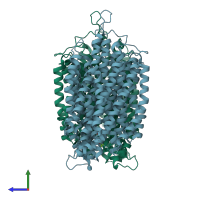 PDB entry 4av6 coloured by chain, side view.