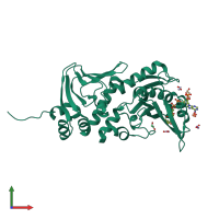 PDB entry 4ava coloured by chain, front view.