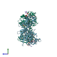 PDB entry 4avc coloured by chain, side view.