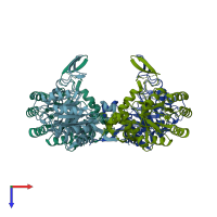 PDB entry 4avf coloured by chain, top view.