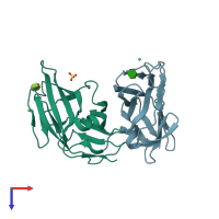 PDB 4avh coloured by chain and viewed from the top.