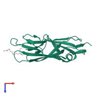 Type 1 fimbrin D-mannose specific adhesin in PDB entry 4avi, assembly 1, top view.