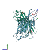 PDB entry 4avj coloured by chain, side view.