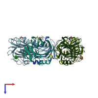 PDB entry 4avs coloured by chain, top view.