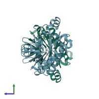 PDB entry 4avy coloured by chain, side view.