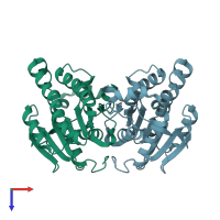PDB entry 4avy coloured by chain, top view.