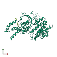 PDB entry 4aw2 coloured by chain, front view.