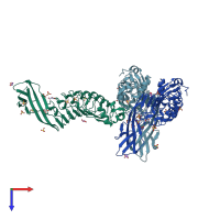 PDB entry 4aw4 coloured by chain, top view.