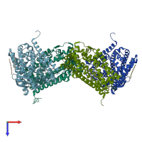PDB entry 4aw6 coloured by chain, top view.