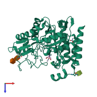 PDB entry 4awe coloured by chain, top view.