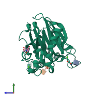 PDB entry 4awn coloured by chain, side view.