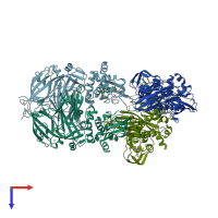 PDB entry 4ax3 coloured by chain, top view.