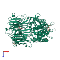 PDB entry 4ax4 coloured by chain, top view.